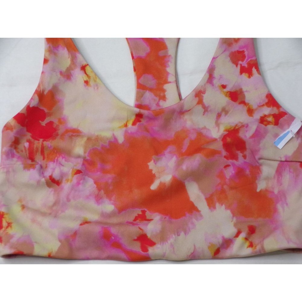Zella Studio Lite Longline Sports Bra Orange Print Small NEW $39 - Picture 7 of 9